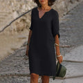 Pullover Dress Loose Fit Breathable Cotton Blend