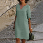 Pullover Dress Loose Fit Breathable Cotton Blend