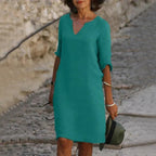 Pullover Dress Loose Fit Breathable Cotton Blend