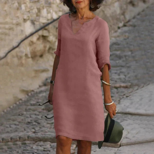 Pullover Dress Loose Fit Breathable Cotton Blend