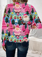 Pullover Sweater Christmas Pattern Scalloped Hem