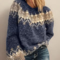 Pullover Sweater Fair Isle Yoke Relaxed Fit