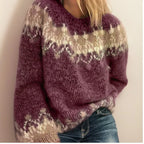 Pullover Sweater Fair Isle Yoke Relaxed Fit