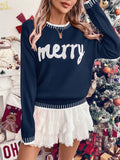 Pullover Sweater Rib Knit Drop Shoulder Loose Fit