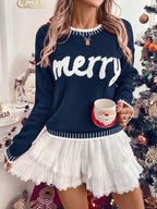 Pullover Sweater Rib Knit Drop Shoulder Loose Fit