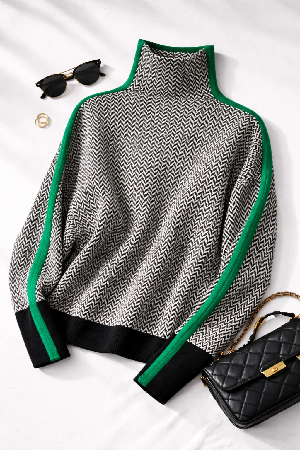 Pullover Sweater Wool Cashmere Blend Roll Neck