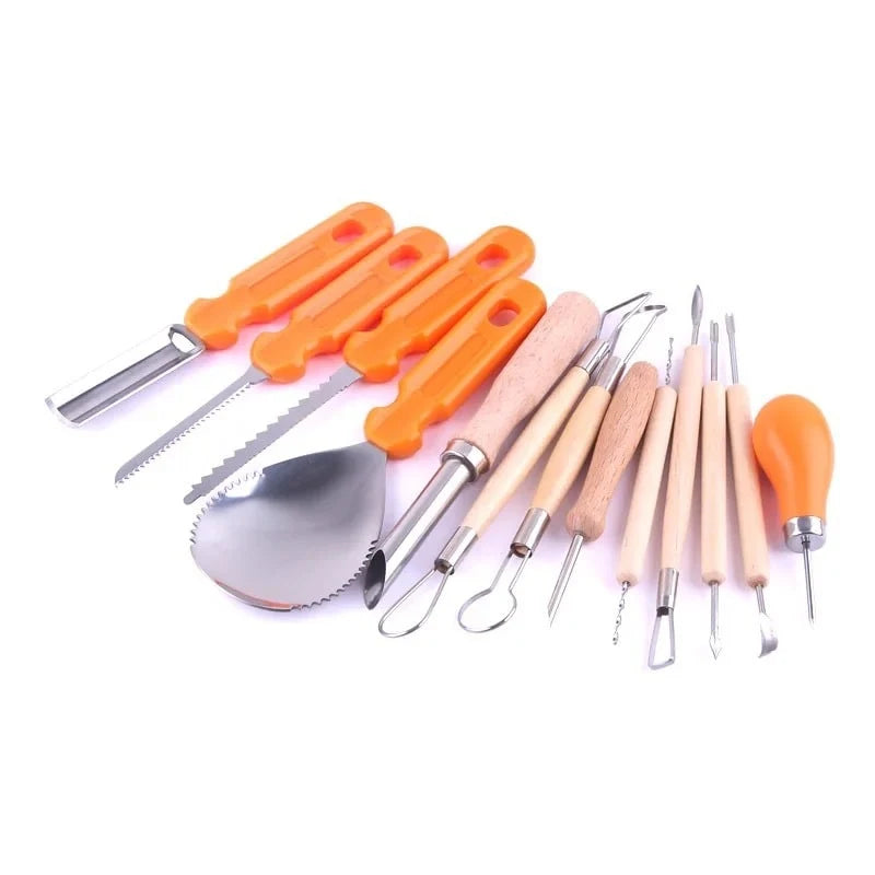 Pumpkin Carving Kit Stainless Steel Blades & Wooden Handles