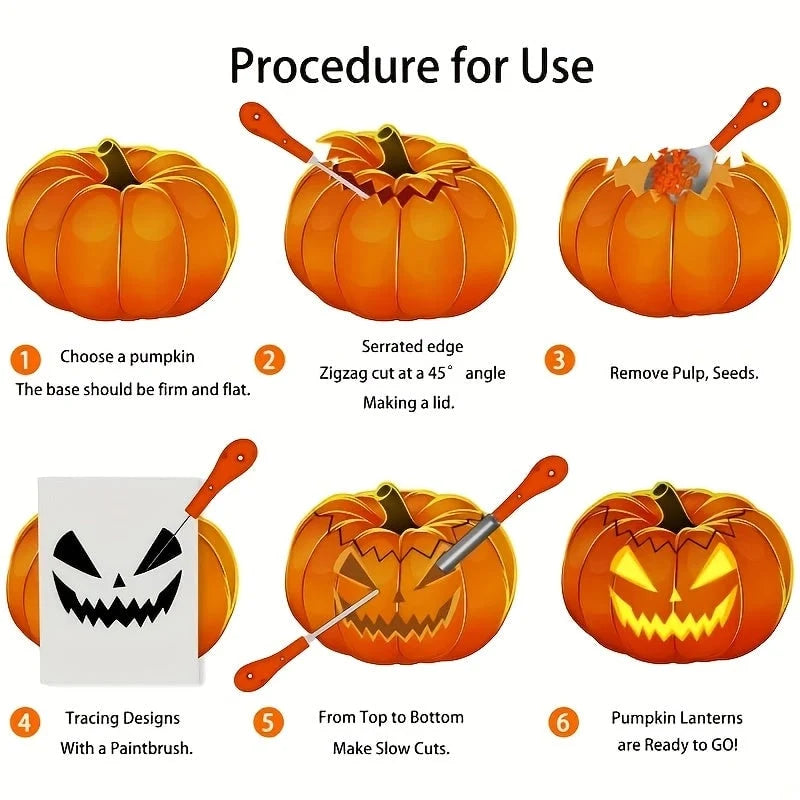 Pumpkin Carving Kit Stainless Steel Set of 7