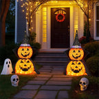 Pumpkin Decoration Collapsible Warm White LED Set of 2