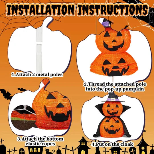 Pumpkin Decoration Collapsible Warm White LED Set of 2