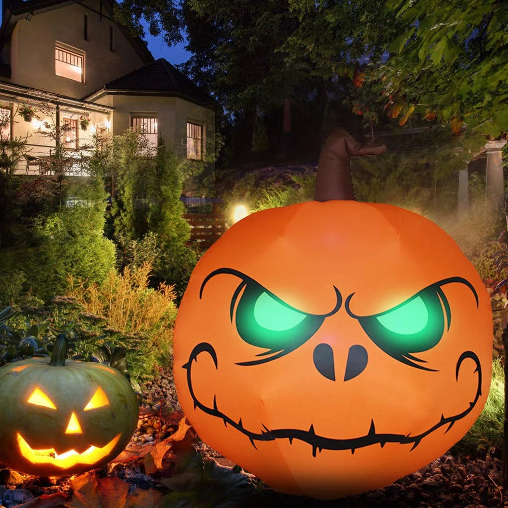 Pumpkin Decoration Large Glowing Green Eyes Inflatable & Weatherproof