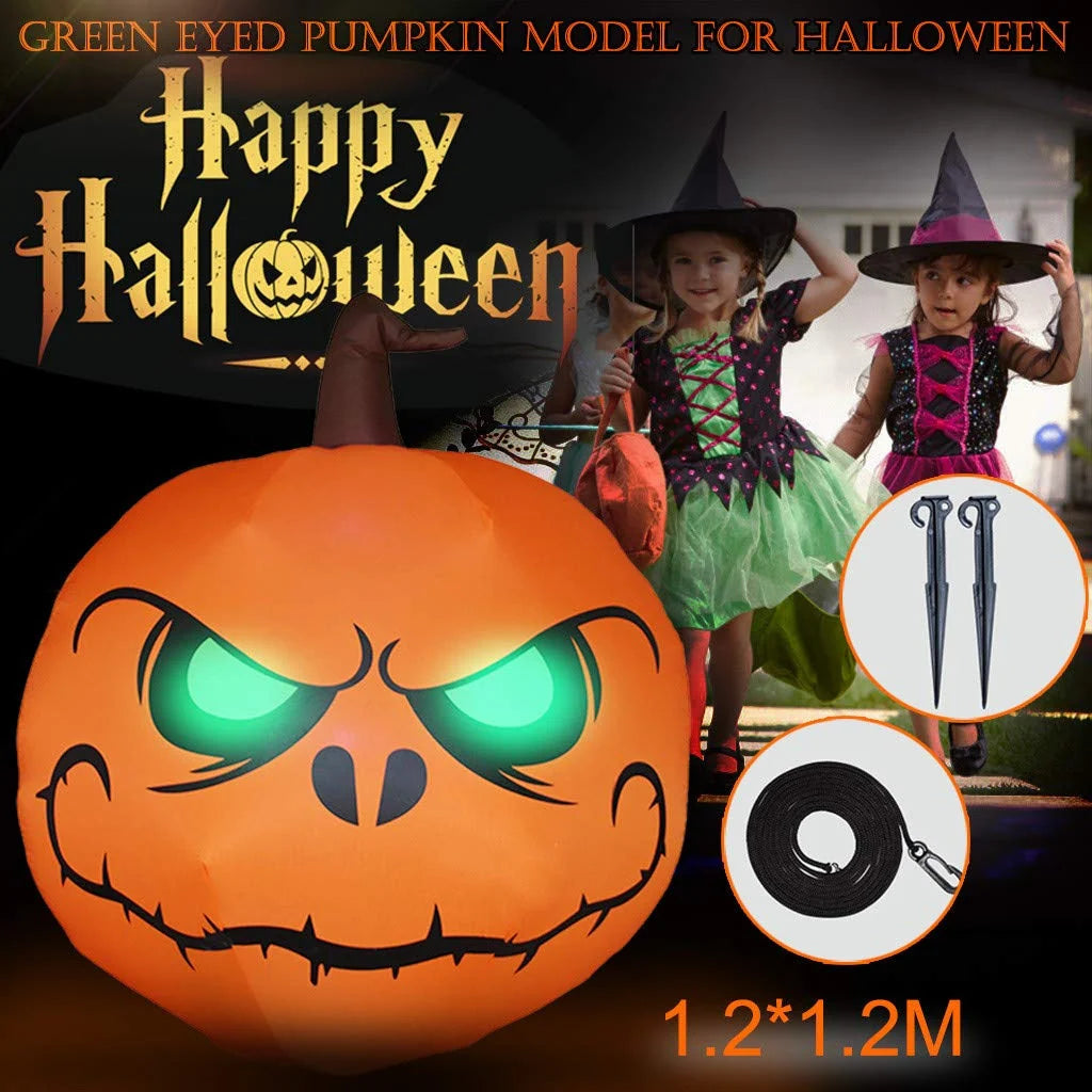 Pumpkin Decoration Large Glowing Green Eyes Inflatable & Weatherproof
