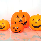 Pumpkin Decoration Vibrant Orange Carved Face Indoor & Outdoor