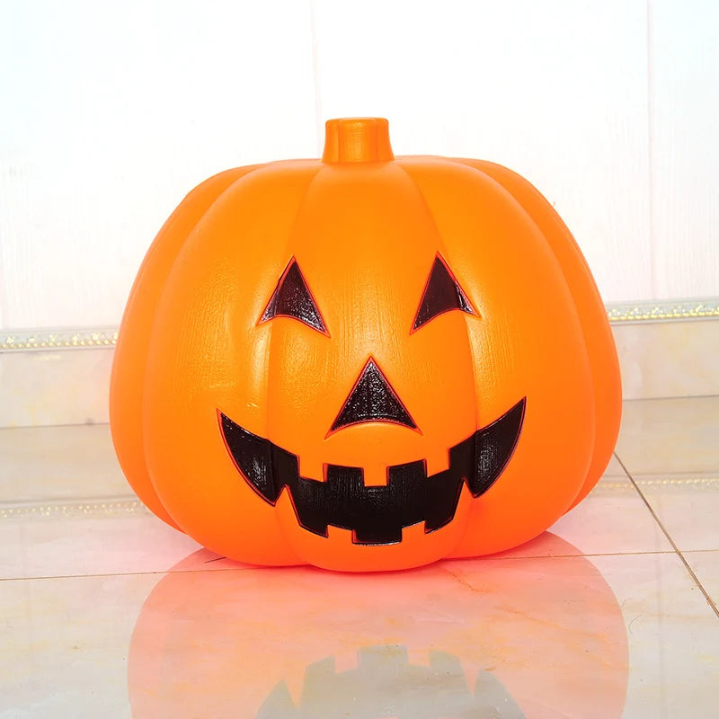 Pumpkin Decoration Vibrant Orange Carved Face Indoor & Outdoor