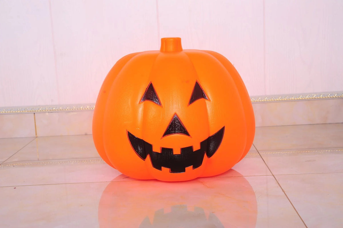 Pumpkin Decoration Vibrant Orange Carved Face Indoor & Outdoor