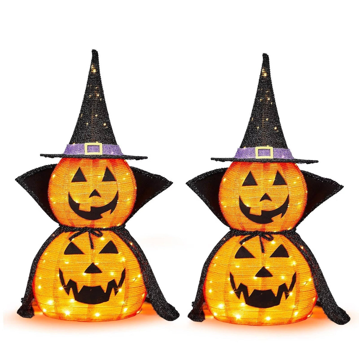 Pumpkin Decorations 3 Ft Warm LED Set of 2