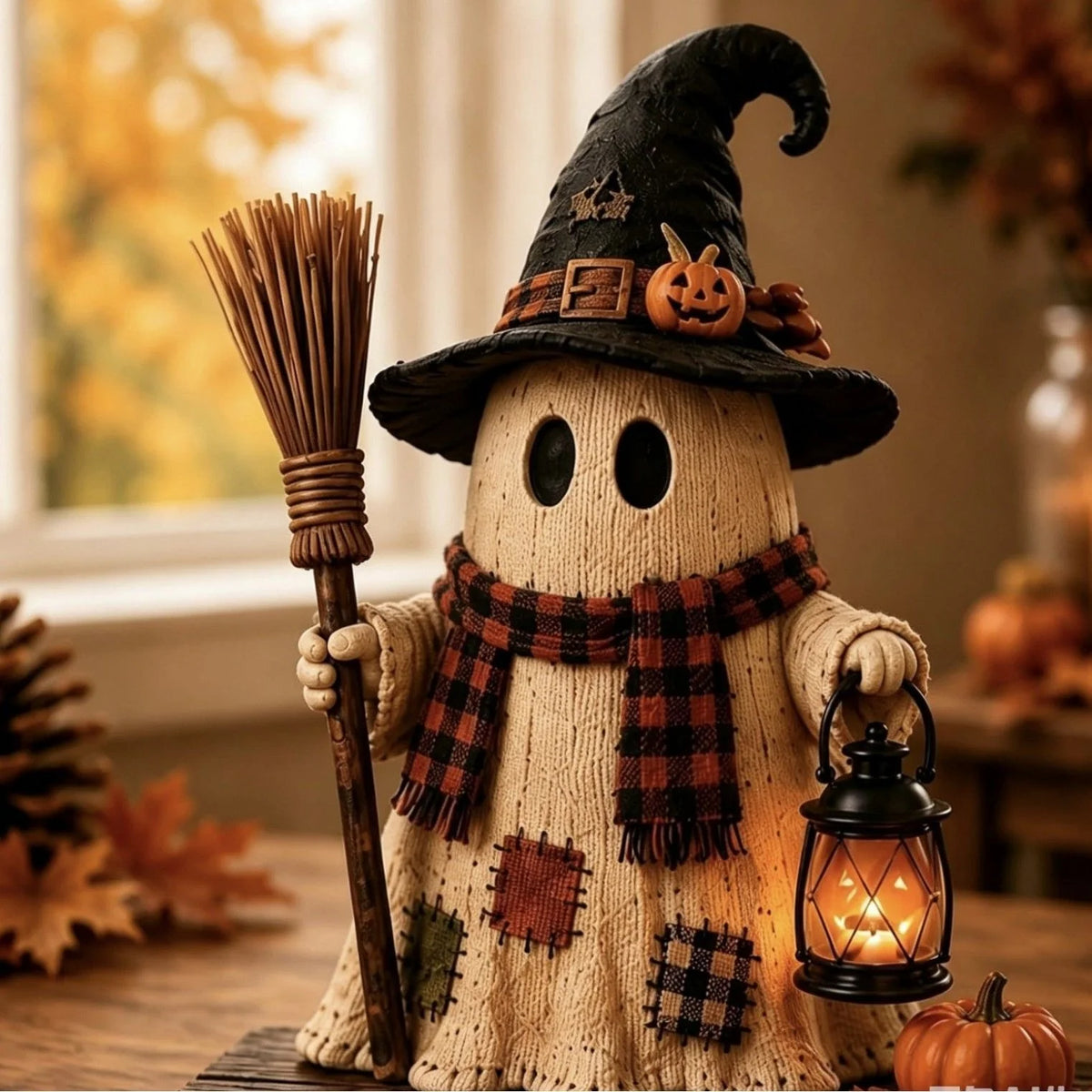 Pumpkin Lantern Handcrafted Rustic LED Compatible
