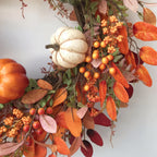 Pumpkin Wreath Handcrafted Artificial Pumpkins & Eucalyptus