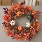 Pumpkin Wreath Handcrafted Artificial Pumpkins & Eucalyptus