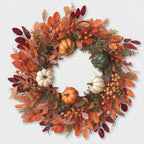 Pumpkin Wreath Handcrafted Artificial Pumpkins & Eucalyptus