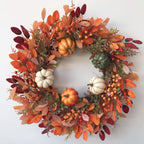 Pumpkin Wreath Handcrafted Artificial Pumpkins & Eucalyptus