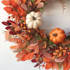 Pumpkin Wreath Handcrafted Artificial Pumpkins & Eucalyptus