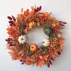 Pumpkin Wreath Handcrafted Artificial Pumpkins & Eucalyptus