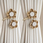 Punch-Free Floral Hemp Curtain Tiebacks (Set of 2)