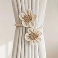 Punch-Free Floral Hemp Curtain Tiebacks (Set of 2)