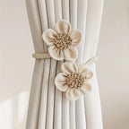 Punch-Free Floral Hemp Curtain Tiebacks (Set of 2)