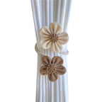 Punch-Free Floral Hemp Curtain Tiebacks (Set of 2)