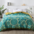 Pure Cotton Four-Season Teal Mandala Blanket