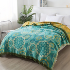 Pure Cotton Four-Season Teal Mandala Blanket