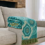 Pure Cotton Four-Season Teal Mandala Blanket
