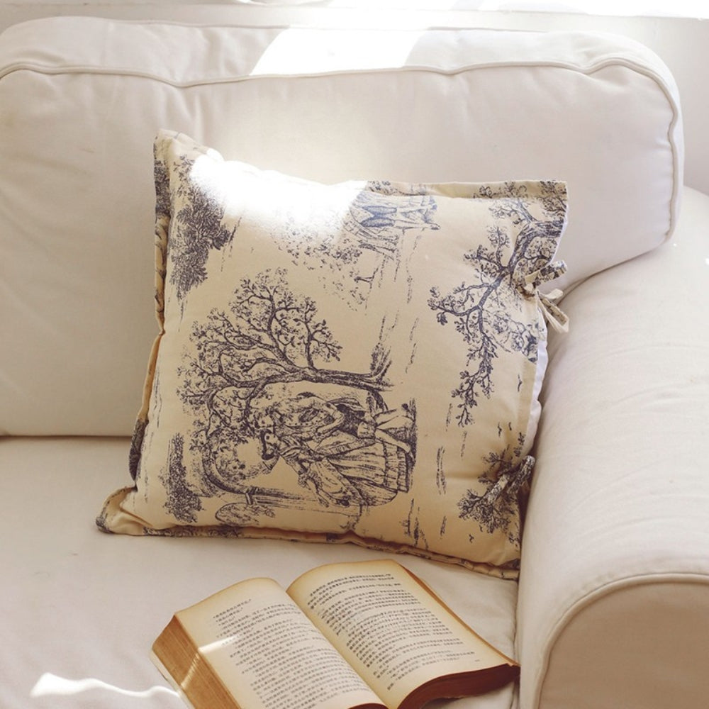 Pure Cotton French Jouy Cushion Cover (18x18 in)