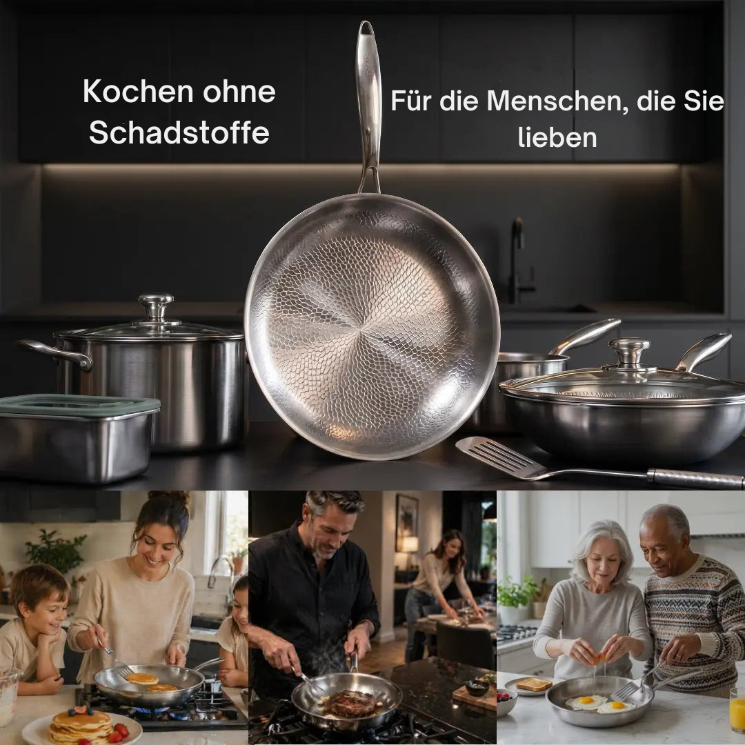 Pure Titanium Hammered Non-Stick Frying Pan (Induction Compatible)