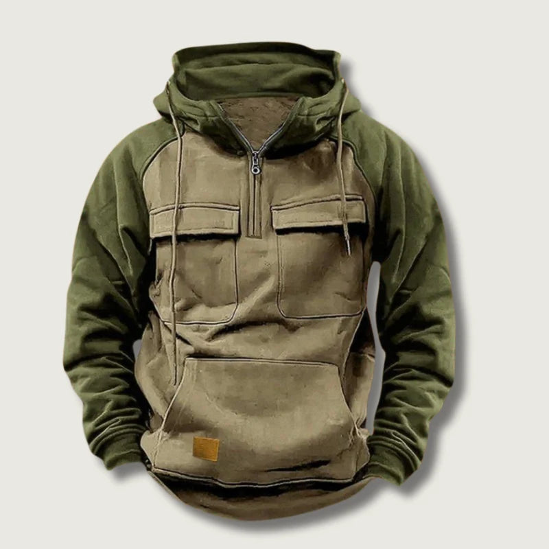 Quarter Zip Pullover Soft Lined Kangaroo & Chest Pockets