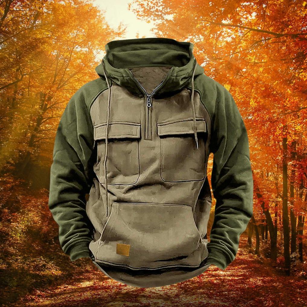 Quarter Zip Pullover Soft Lined Kangaroo & Chest Pockets