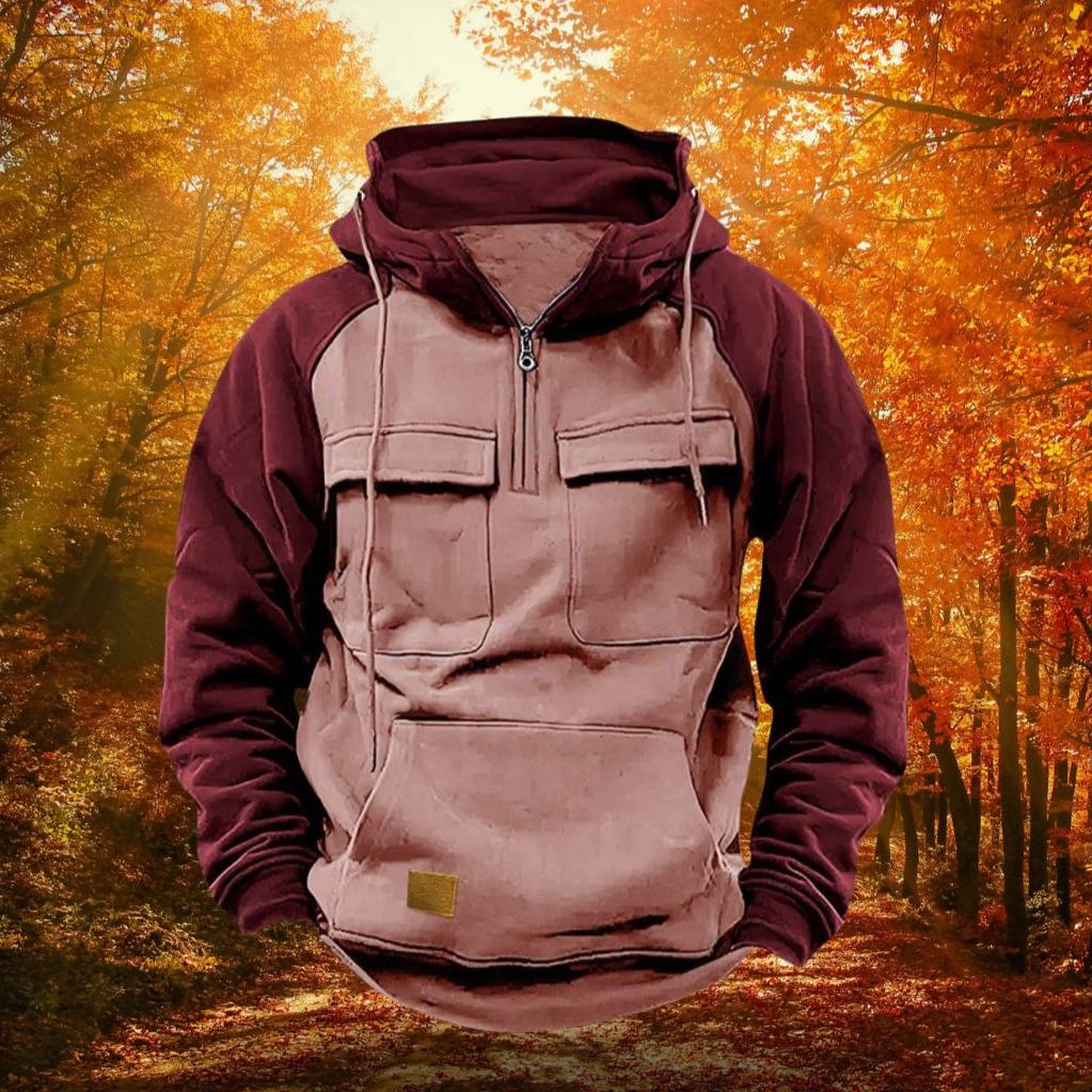 Quarter Zip Pullover Soft Lined Kangaroo & Chest Pockets