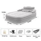 Queen Air Mattress Elevated Backrest & Electric Pump