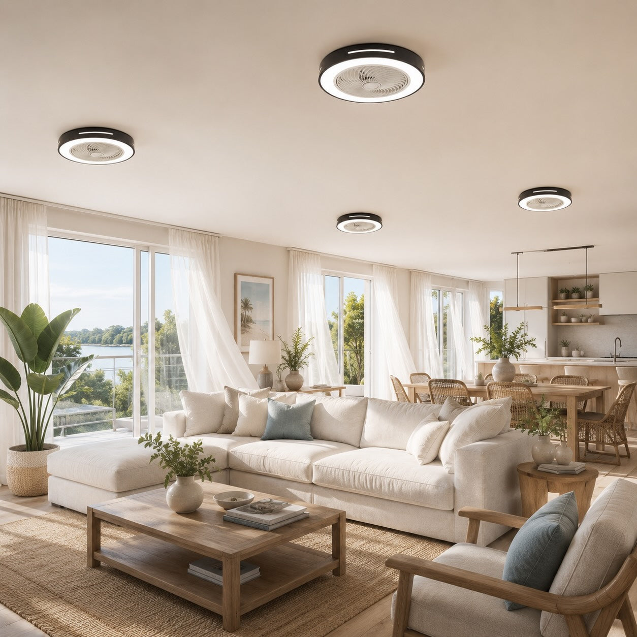 Quiet Bladeless Dimmable LED Ceiling Fan (Remote & App Control)