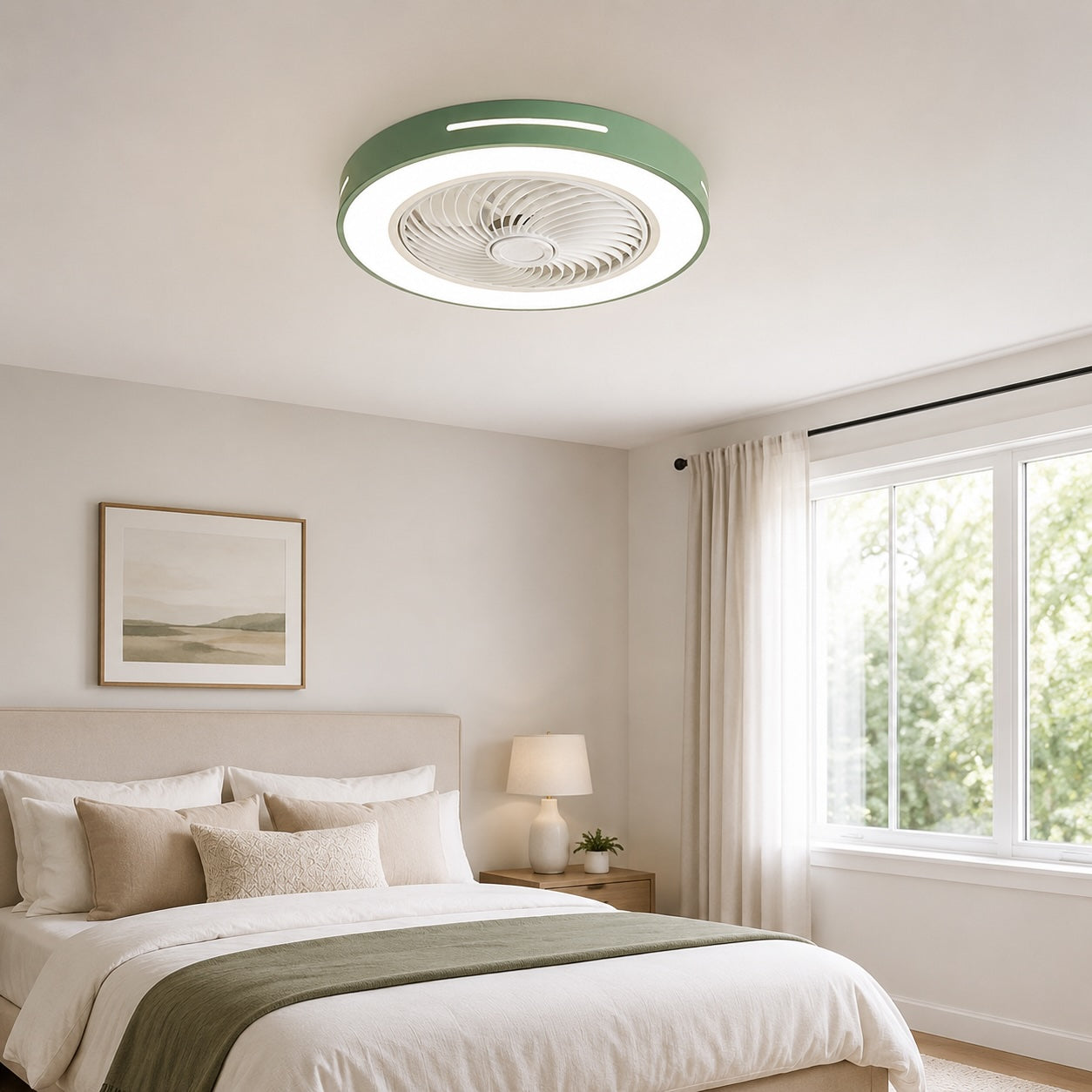 Quiet Bladeless Dimmable LED Ceiling Fan (Remote & App Control)