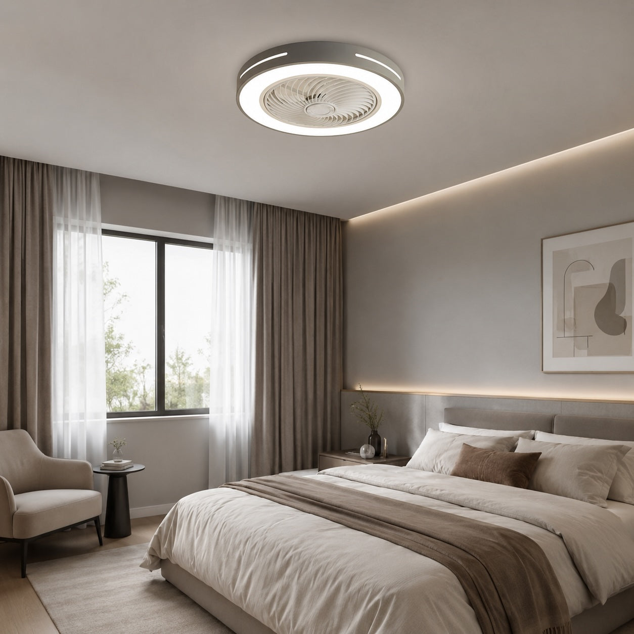 Quiet Bladeless Dimmable LED Ceiling Fan (Remote & App Control)