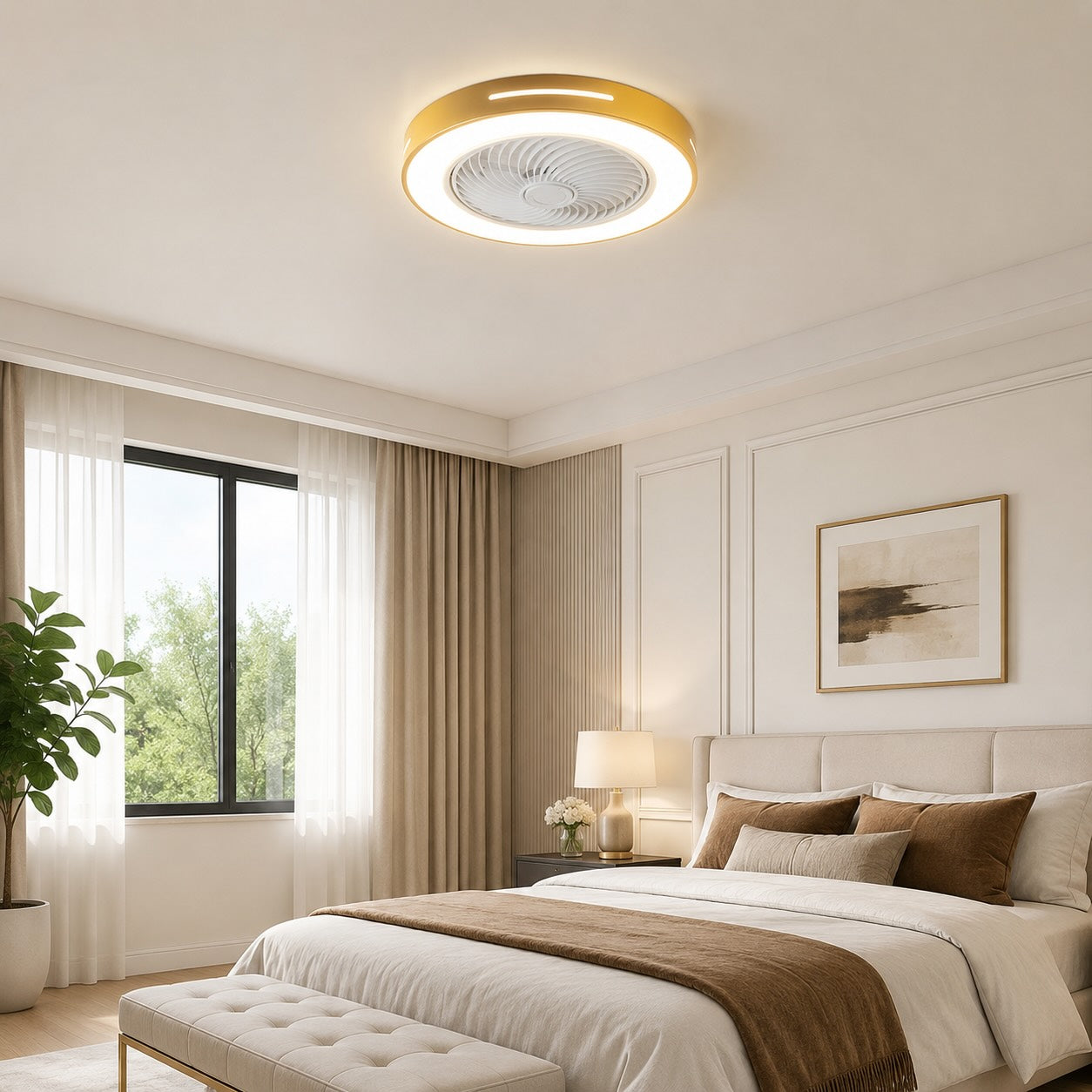 Quiet Bladeless Dimmable LED Ceiling Fan (Remote & App Control)