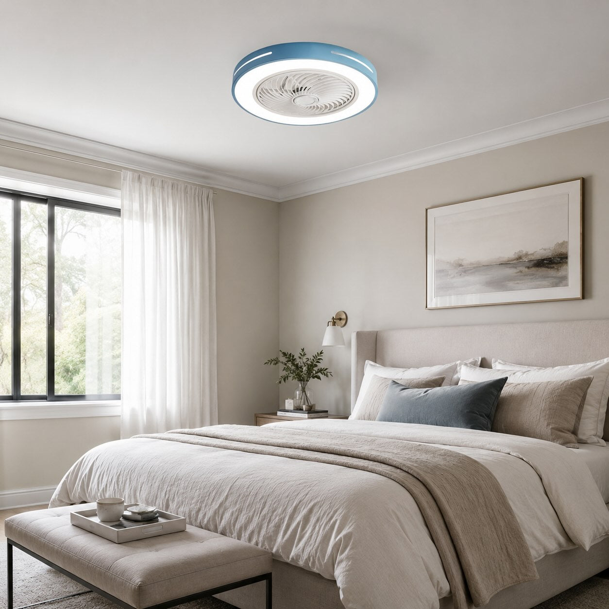 Quiet Bladeless Dimmable LED Ceiling Fan (Remote & App Control)