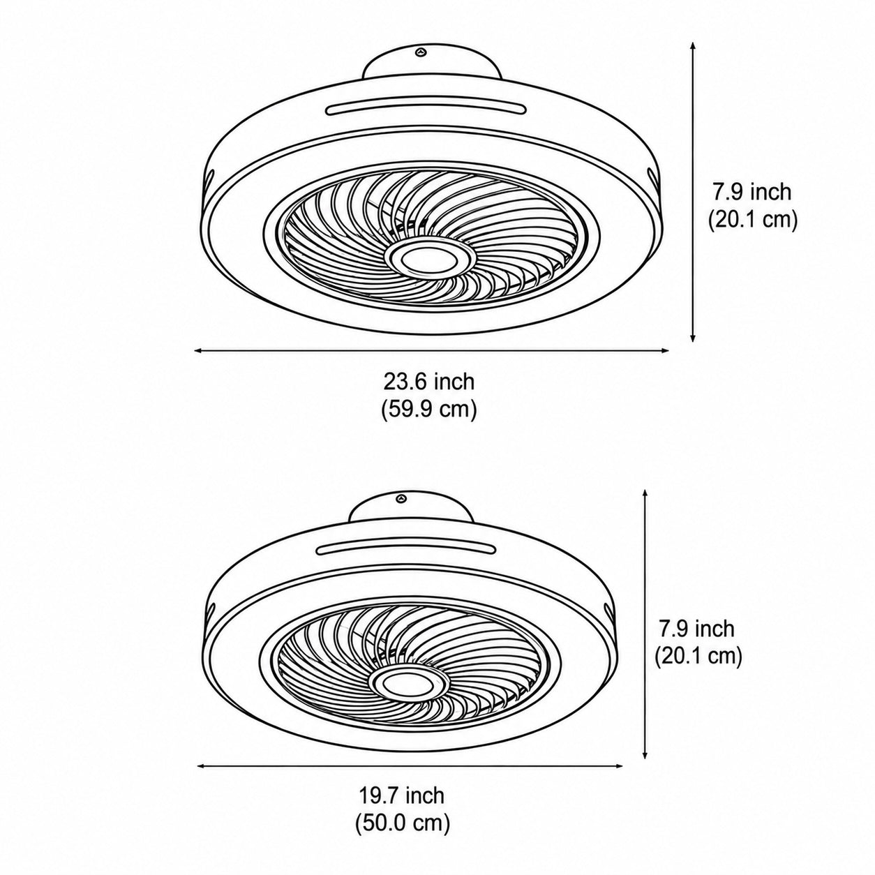 Quiet Bladeless Dimmable LED Ceiling Fan (Remote & App Control)
