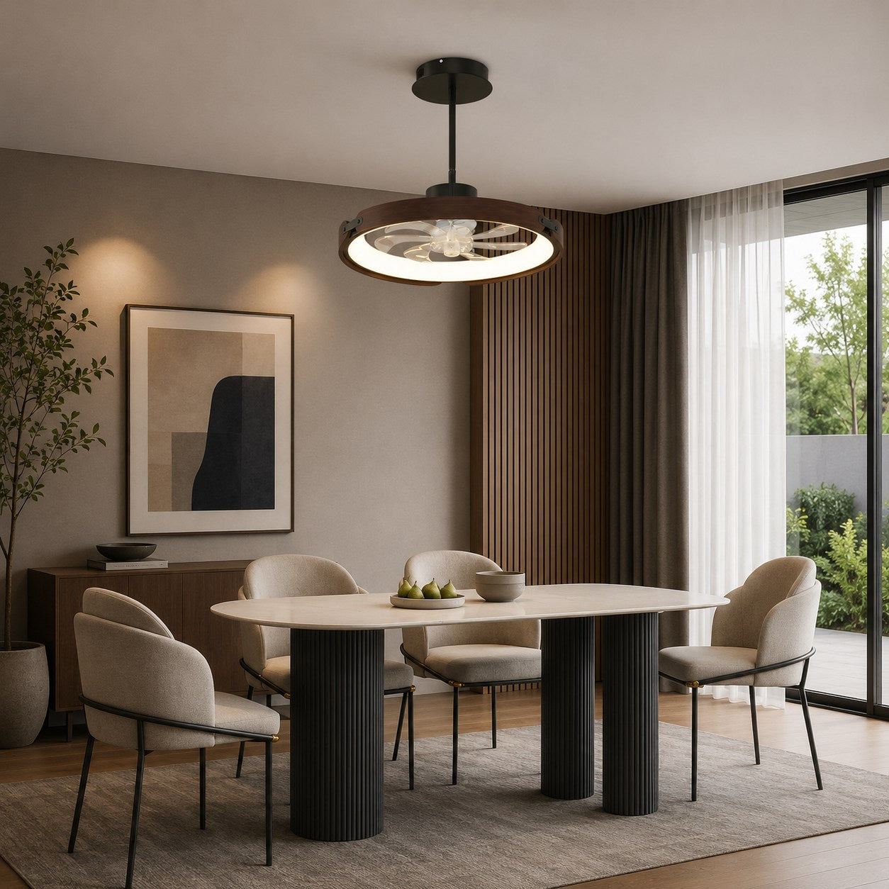 Quiet Bladeless LED App-Controlled Ceiling Fan (3-Step Dimming)