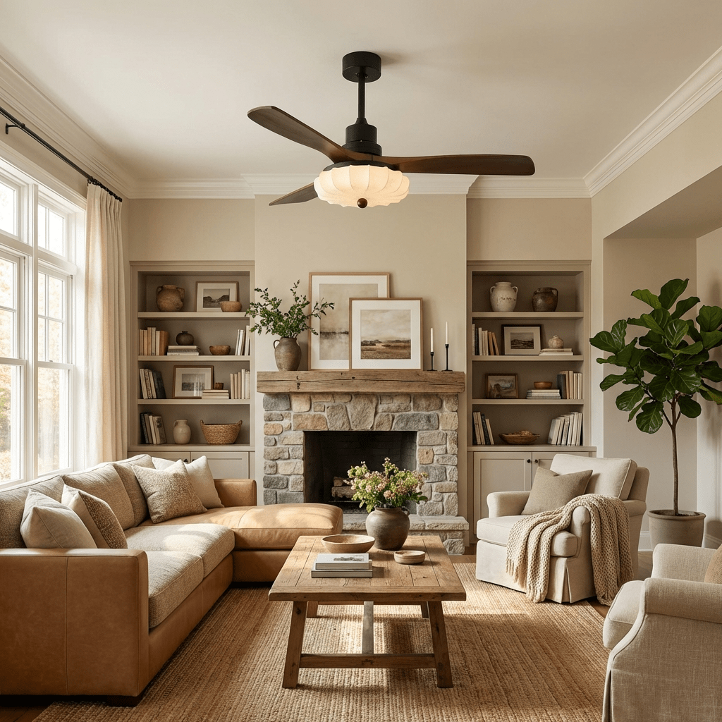 Quiet DC Motor & Warm LED Ceiling Fan Light