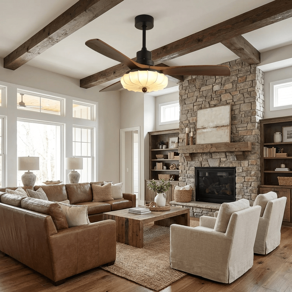 Quiet DC Motor & Warm LED Ceiling Fan Light