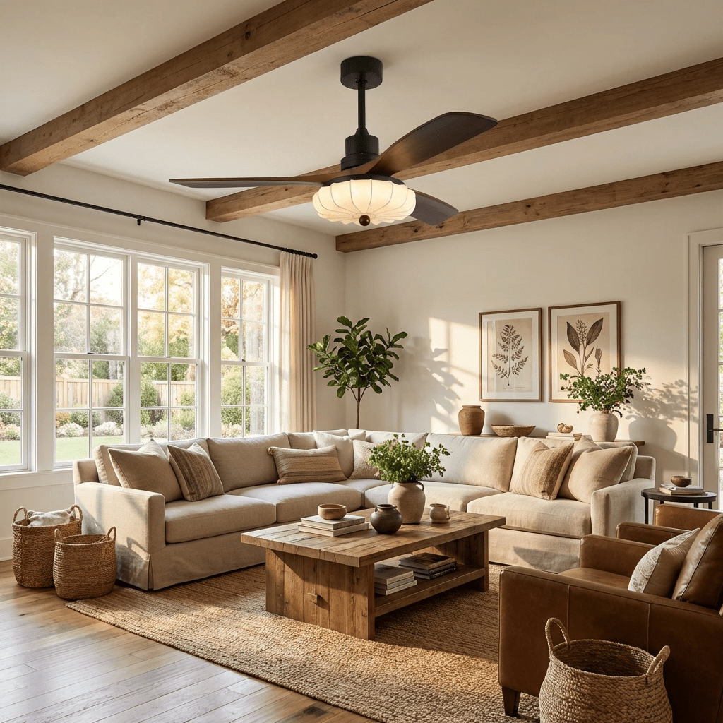 Quiet DC Motor & Warm LED Ceiling Fan Light